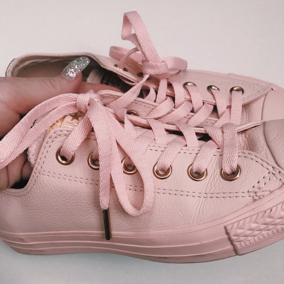 converse pink leather rose gold